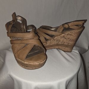 Mudd Brown Wedge Sandals